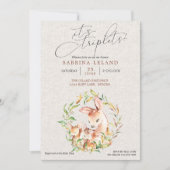 Triplets Baby shower Deer Fawns in Leafy Wreater Kaart (Voorkant)