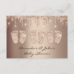 Triplets Baby shower Foot Roos Glitter Girl Boy Kaart