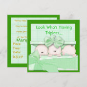 TRIPLETS BABY SHOWER INVITATIE VOOR LICHAAM EN MEI KAART (Voorkant / Achterkant)