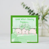 TRIPLETS BABY SHOWER INVITATIE VOOR LICHAAM EN MEI KAART (Staand voorkant)