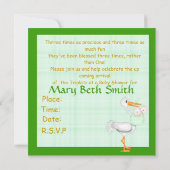 TRIPLETS BABY SHOWER INVITATIE VOOR LICHAAM EN MEI KAART (Achterkant)