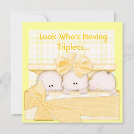 TRIPLETS BABY SHOWER INVITATIE VOOR MULTIPLEKKEN KAART (Voorkant)