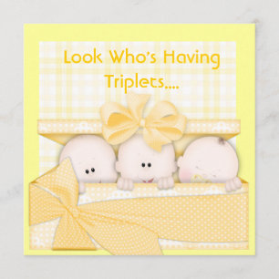 TRIPLETS BABY SHOWER INVITATIE VOOR MULTIPLEKKEN KAART