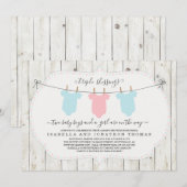 Triplets Baby shower Invitation - 2 jongens en 1 m Kaart (Voorkant / Achterkant)