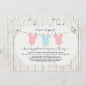 Triplets Baby shower Invitation - 2 meisjes en 1 j Kaart (Voorkant / Achterkant)