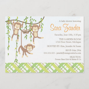 Triplets Baby shower Invitation - apen Kaart