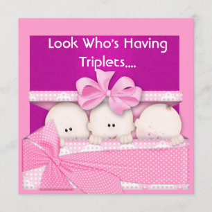 TRIPLETS BABY SHOWER INVITATION GIRLS KAART