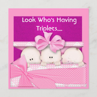 TRIPLETS BABY SHOWER INVITATION GIRLS KAART