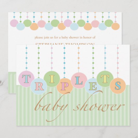 TRIPLETS-Baby shower Kaart (Voorkant / Achterkant)