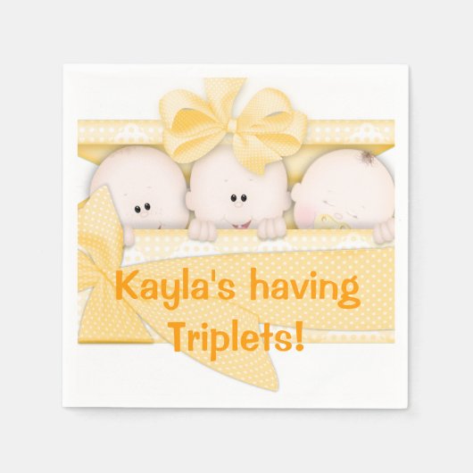 Triplets Baby shower Paper Napkins Servet (Voorkant)