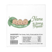 Triplets Baby shower Snoep Bar wrapper Party Favor Notitieblok (Voorkant)