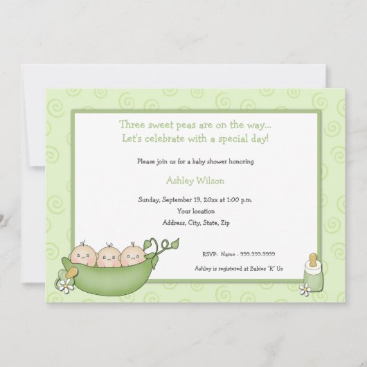 Triplets Baby Shower-uitnodigingen Kaart (Voorkant)