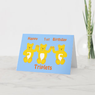 Triplets Birthday-kaart, jaar/namen toevoegen Kaart