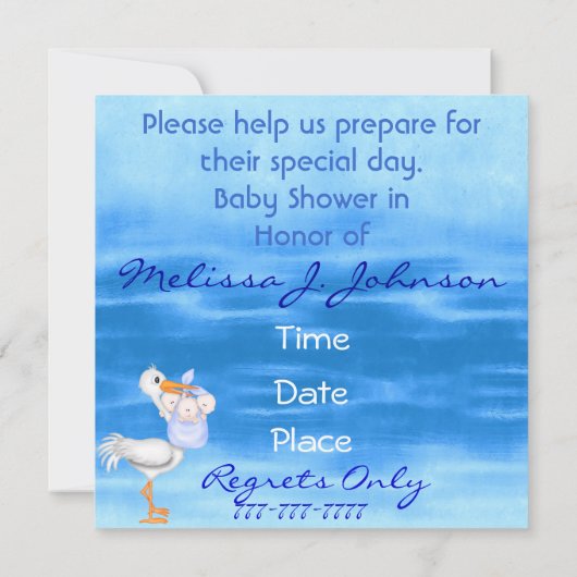 Triplets BOY Baby shower Invitation Kaart (Achterkant)