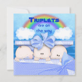 Triplets BOY Baby shower Invitation Kaart (Voorkant)