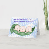 Triplets Boy Baby shower Pea in een Pod-uitnodigin (Voorkant)