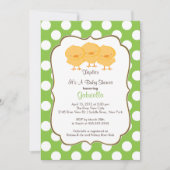 Triplets Chick Baby shower Invitation Green Kaart (Voorkant)