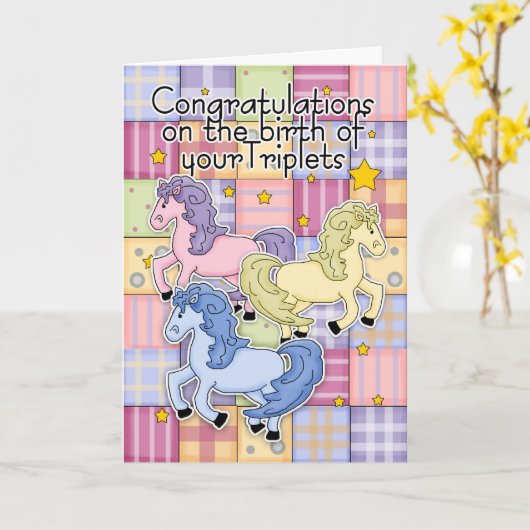 Triplets, Congratulations Birth Of Triplets - Thre Kaart (Gele Bloem)
