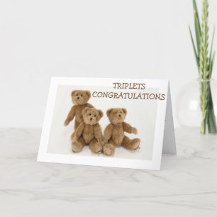 "TRIPLETS" CONGRATULATIONS=TRIPLE LOVE HUGS KISSES KAART