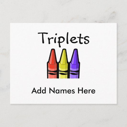 Triplets (Crayons) Briefkaart (Voorkant)