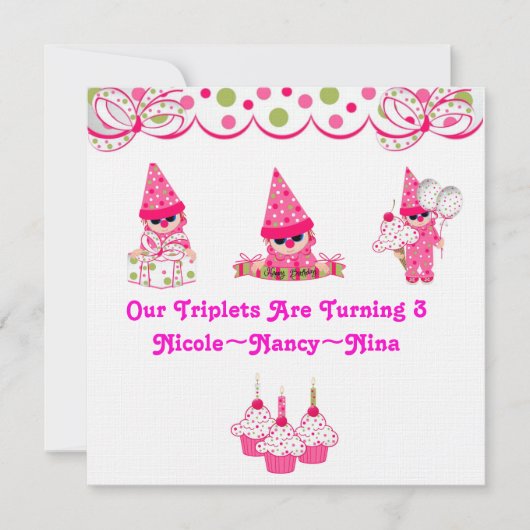 Triplets draaien drie dagen voor het begin van de  kaart (Voorkant)