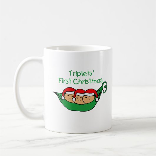 Triplets Eerste Kerstmis - Pod (geen datum) Koffiemok (Links)