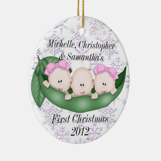 Triplets Eerste kerstversiering Keramisch Ornament (Rechts)