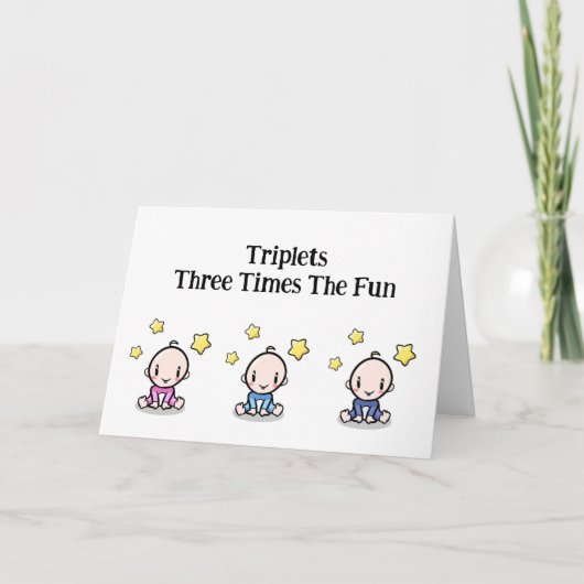 Triplets Gefeliciteerd Kaart, 1 meisje en 2 jongen Bedankkaart (Voorkant)