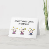 Triplets Gefeliciteerd Kaart, 2 meisjes, 1 jongen, Bedankkaart (Voorkant)