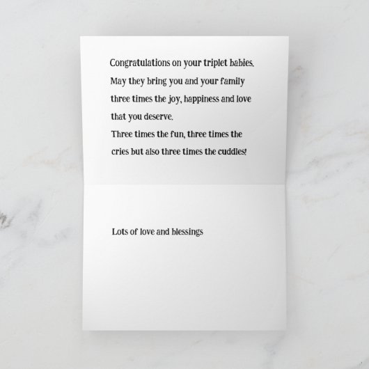 Triplets Gefeliciteerd Kaart, 2 meisjes en 1 jonge Bedankkaart (Binnen)