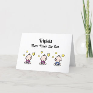 Triplets Gefeliciteerd Kaart, 2 Meisjes en 1 Jonge Bedankkaart