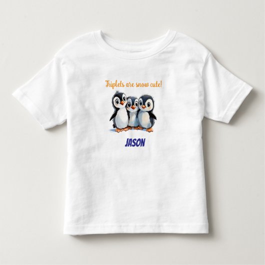 Triplets Gift, Sneeuw Schattigee Pinguïns, Triplet Kinder Shirts (Voorkant)