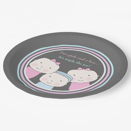 Triplets Girl Boy Pink Blue Baby Joy Trio Papieren Bordje (Gekanteld)