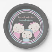 Triplets Girl Boy Pink Blue Baby Joy Trio Papieren Bordje (Voorkant)