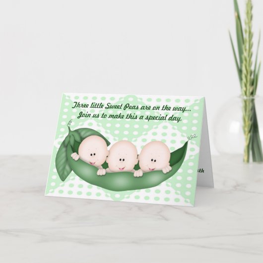 Triplets Green Baby shower Pea in een Pod Invitati (Voorkant)