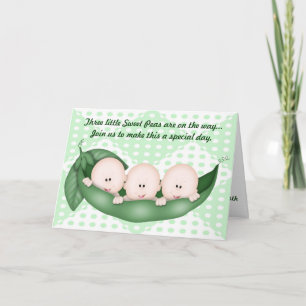 Triplets Green Baby shower Pea in een Pod Invitati