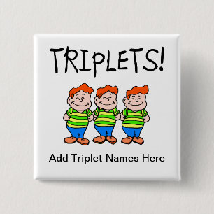 Triplets (jongens) vierkante button 5,1 cm