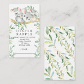 Triplets Koala Baby shower Luier Raffle Ticket Informatiekaartje (Voorkant / Achterkant)