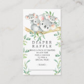 Triplets Koala Baby shower Luier Raffle Ticket Informatiekaartje (Voorkant)