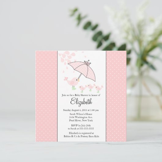 TRIPLETS Mam & Baby Bird Baby shower Invitation Kaart (Staand voorkant)