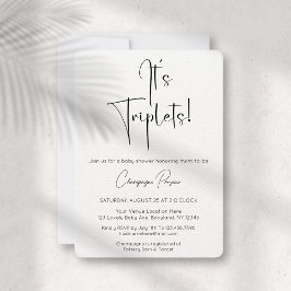 Triplets Modern Script Baby shower Invitation Kaart