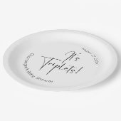 Triplets Modern Script-Baby shower Papieren Bordje (Gekanteld)