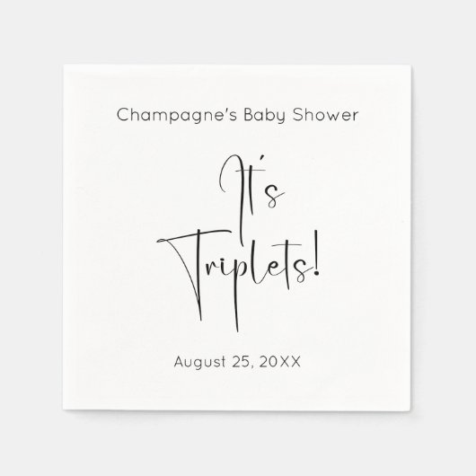 Triplets Modern Script-Baby shower Servet (Voorkant)