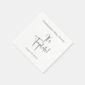 Triplets Modern Script-Baby shower Servet (Hoek)