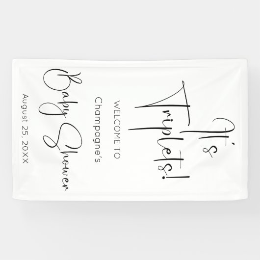 Triplets Modern Script-Baby shower Spandoek (Horizontaal)