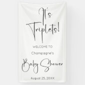 Triplets Modern Script-Baby shower Spandoek (Verticaal)