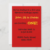 triplets over de uitnodiging voor verjaardagsfeest (Achterkant)