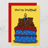 triplets over de uitnodiging voor verjaardagsfeest (Voorkant / Achterkant)