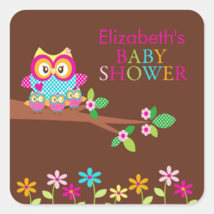 Triplets Owl Dank u Baby shower Square Sticker