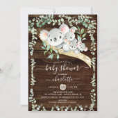 Triplets Sweet Koala Beer Baby shower Uitnodiging (Voorkant)